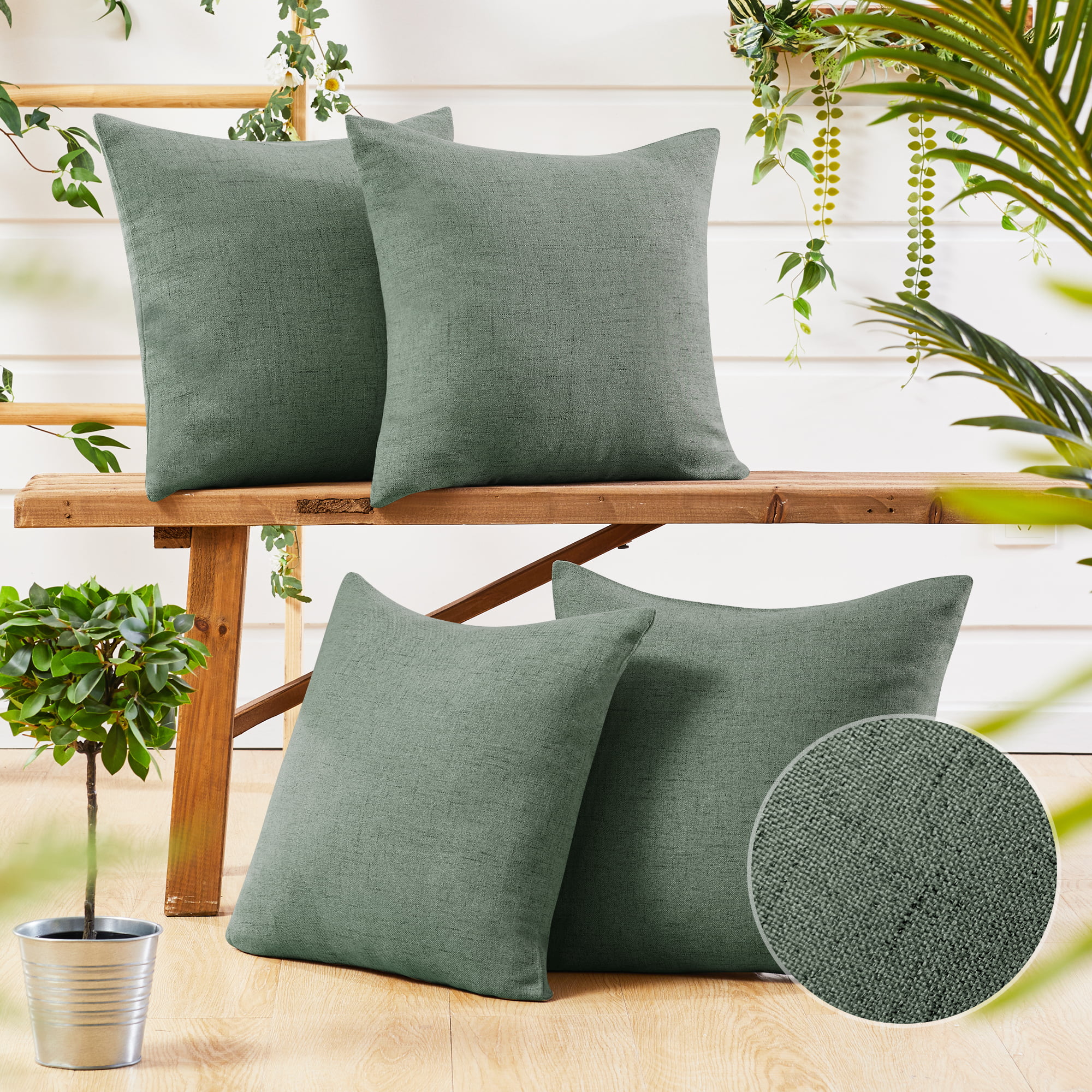 Deconovo Pack of 4 Faux Linen Pillow Covers Decorative Square Pillowcase  Forest Green 24x24 inch for Car Sofa Bedroom - Walmart.com