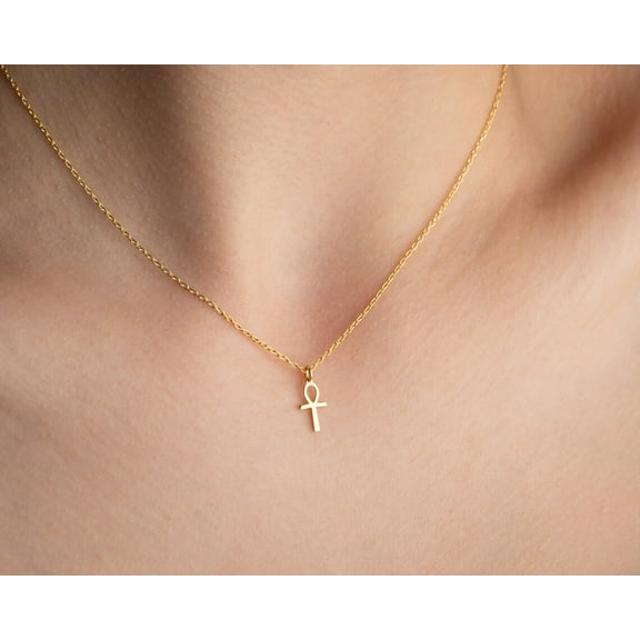 Sterling Silver Ankh Necklace Dainty Egyptian Cross Necklace Gold Ankh Pendant Ancient Egyptian Necklace Silver Ankh Cross Necklace Women