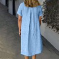 thumbnail image 7 of Women Summer Dress Casual Crew Neck Mid Length Dress Short Sleeve A Line Dress Beach Dress in Dresses Maxi Dresses Beach Womens Long Dresses Size Large Dresses Dress for Women Petite Summer Dresses, 7 of 7