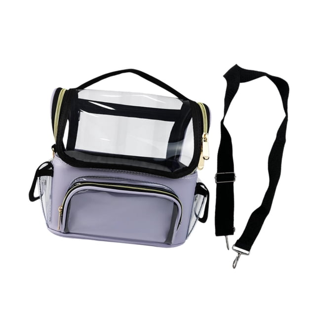 Bolsa de Maquillaje, Soporte Transparente para Brochas de Maquillaje, Impermeable, Portátil, Profesional, Bolsa de Cosméticos de Viaje, Organizador de violeta