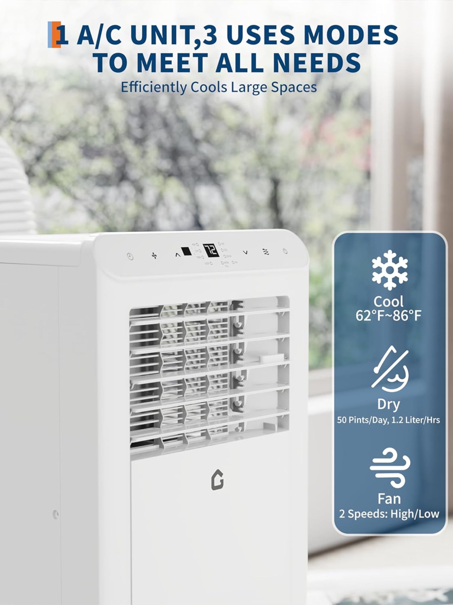 Garvee 8000 BTU Portable Air Conditioner with Remote Control, Indoor Standing AC Unit for Cool up to 350 Sq.ft, White