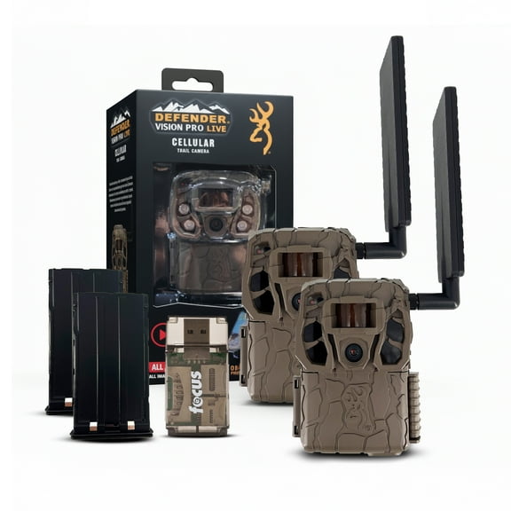 Browning Trail Camera Defender Wireless Vision Pro HD Livestream (2-Pack) Bundle with Battery Pack and Card Reader (5 Items)