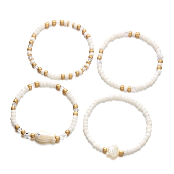 Stackable Ceramic Fish Seashells Bracelets Handmade Hot Day Jewelry Beaded Stretch Accessories Beach Wristband Gifts