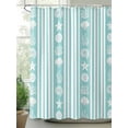 thumbnail image 2 of Striped Shower Curtain, Ocean Turquoise Starfish Shell Jellyfish Coral Waterproof Shower Curtain Set with 12 Hooks Lightweight Washable Fabric Shower Curtains for Bathroom 72x78 Inches, 2 of 6