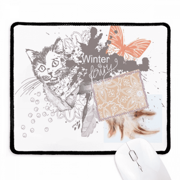 Little Cat and in Ink-painting Mousepad Stitched Edge Mat Rubber Gang Pad