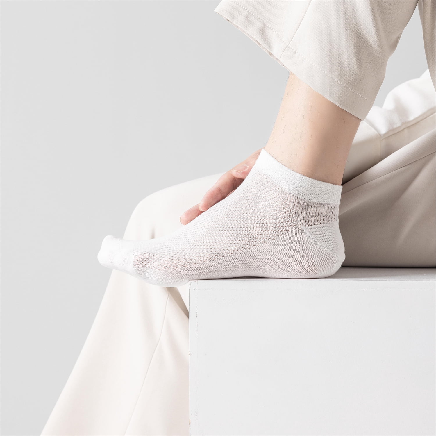 Sookeceks 6 Pairs Thin Ankle Socks for Men Mesh Breathable Cotton Socks Anti Slip Low Cut Soft Casual Socks Size 7-11