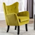 thumbnail image 4 of Wulawindy Velvet Wingback Accent Chair Armchair Modern Tufted Button Vanity Chair with Wooden legs for Living Room Bedroom, 4 of 7