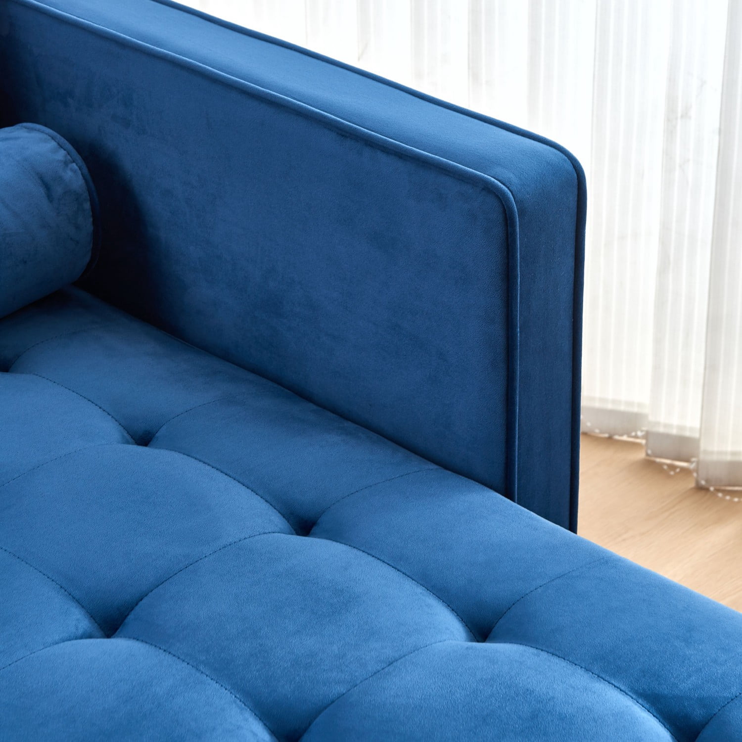 Gewnee Mid-Century Modern Chaise Velvet Lounge Couch Sofa with Pillow For Bedroom,Living Room,Department