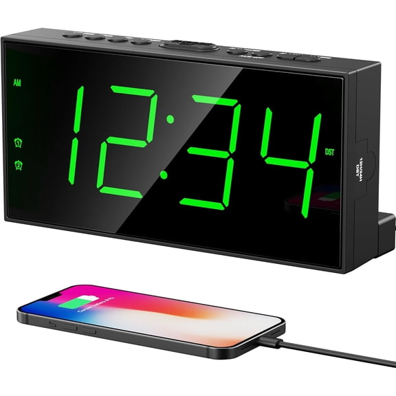 Digital Alarm Clock for Bedroom, Large Big Numbers Display Dual Alarms