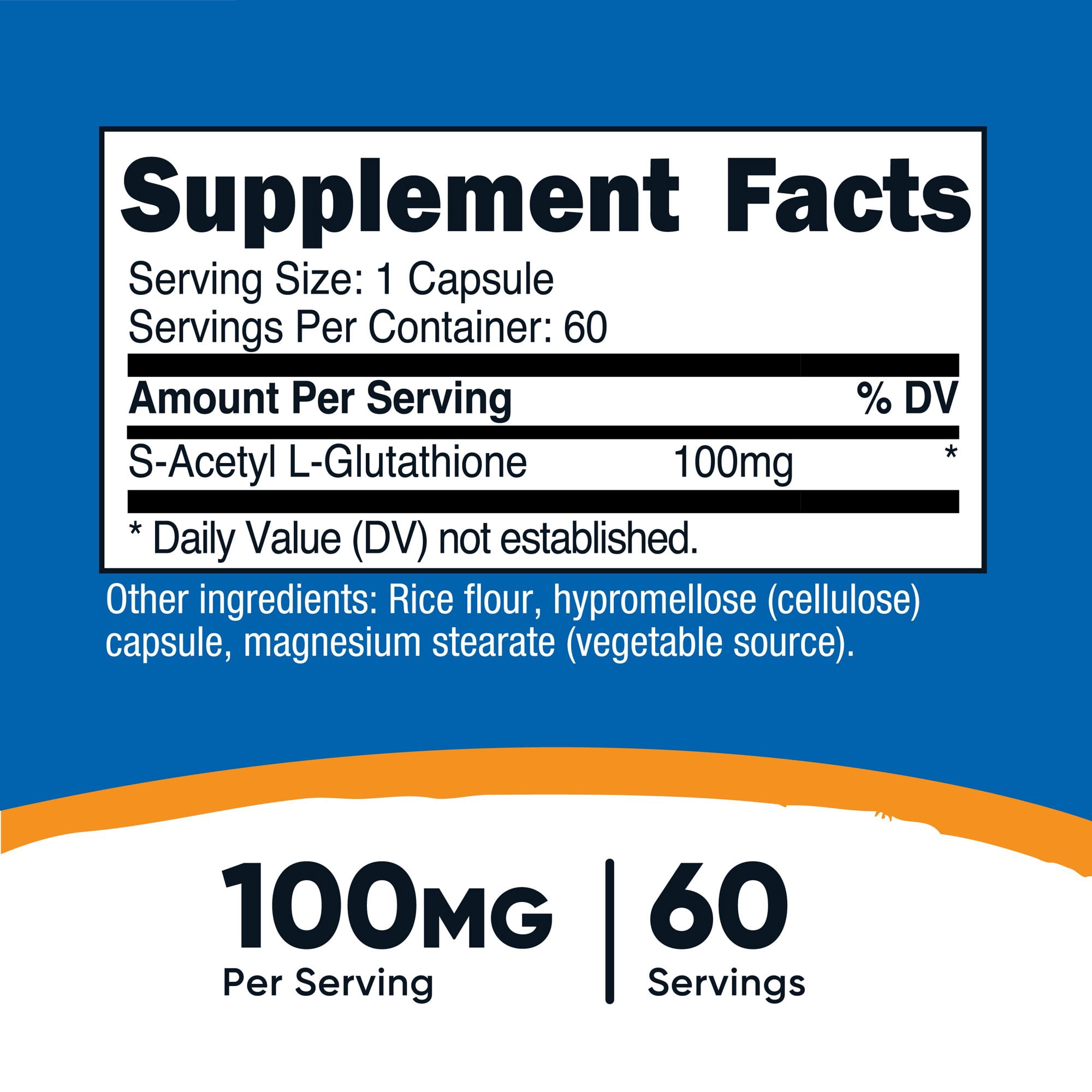 Nutricost S-Acetyl-L-Glutathione 100MG, 60 Capsules, - GMO-Free, Vegan
