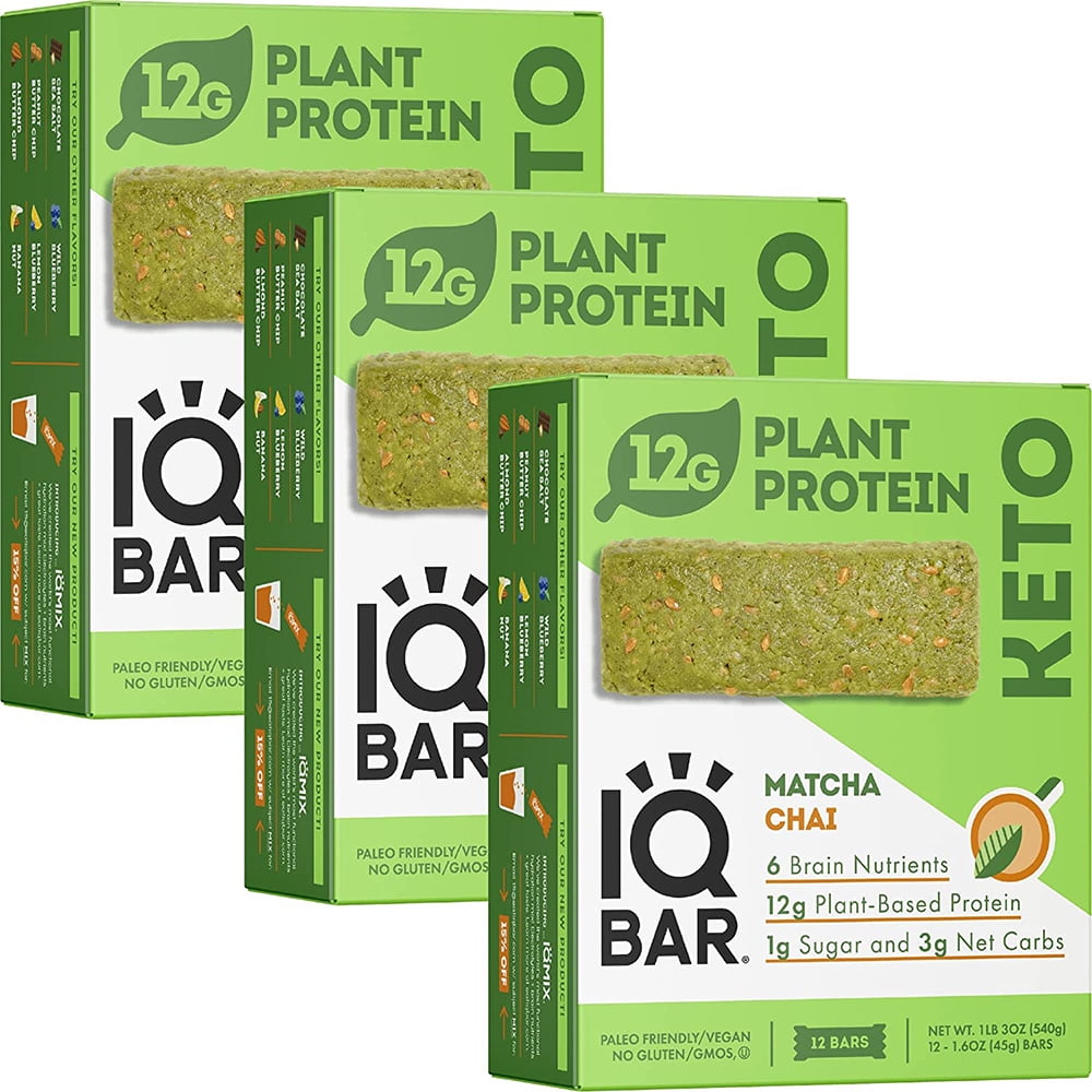 Brain And Body Keto Protein Bars Matcha Chai Keto Bars 36Count Energy Bars Low Carb