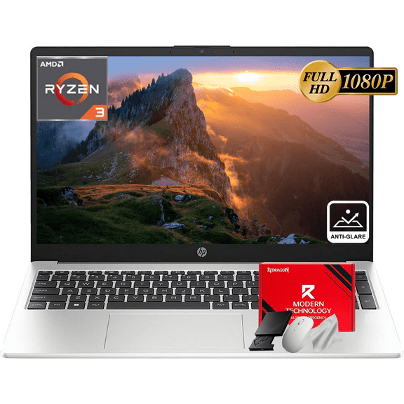 HP 255 G10 Business Laptop, 15.6" FHD Display, AMD Ryzen 3 7330U (up to 4.3 GHz), 16GB RAM|512GB SSD, Wi-Fi 6, USB-C, HDMI, Webcam, Windows 11 Pro, Silver