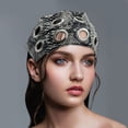 thumbnail image 5 of Trendy Women's Headbands in Print with Hollow Studded Detail Fashion Head Wrap Headwear for Street Style Looks, 5 of 15