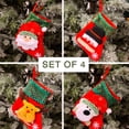 thumbnail image 2 of Christmas Joy, Set of 4, 3D Christmas Theme Stockings Gift & Candy Bag & Tableware Holder Ornament Animated Santa Reindeer Snowman Dog, Tinsel, Set of 4, 2 of 11