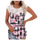 thumbnail image 1 of Camiseta sin mangas de encaje con estampado de mujer Camiseta sin mangas de empalme de cuello redondo Camiseta ligera y cómoda delgada OAVQHLG3B Store lin121212, 1 of 5