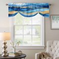 thumbnail image 6 of Blue Marble Tie Up Valances Curtain, Adjustable Kitchen Abstract Ocean Waves Gold Stripes Modern Valances for Windows Decor, Rod Pocket Short Curtains Set for Bedroom/Bathroom, 42"x18", 6 of 9