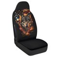 thumbnail image 2 of Chririnla Full Wrap Car Seat Cover for Automobile Polyester Stretchy Fit Car Seat Covers for Front Seats, Flaming Wolf with American Flag Pattern, 2 of 7