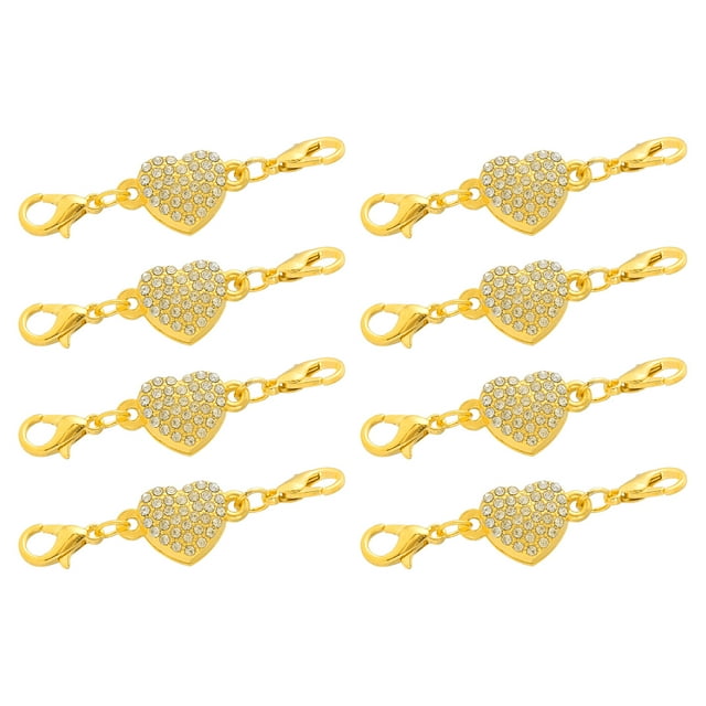 Unique Bargains 8Pack Magnetic Jewelry Clasps Heart Magnetic Locking Lobster Clasps Gold