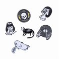 thumbnail image 1 of Juego de broches con forma de calavera abstracta, gótica, punk, gato, fantasma, gato, 1 of 2