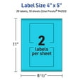 thumbnail image 6 of Avery Printable Rectangle Labels, Bright Blue, 4" x 5", 20ct, 6 of 11