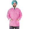 AMZ Supply Disposable Lab Jackets, 32" Long Pink Hip Length Work Gowns X-Large SMS 50 gsm Pack of 100