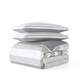 thumbnail image 3 of Noble Linens Light Grey 3 Piece Summer Stripes Reversible Microfiber Quilt Set, Queen / Full, 3 of 7
