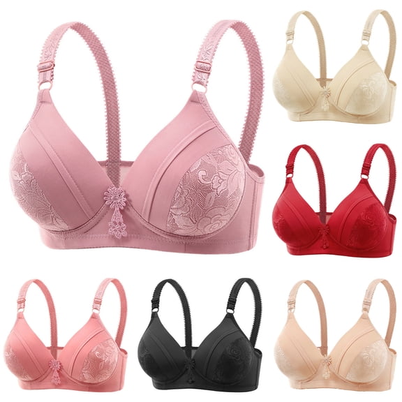 Yutgune Push Up Bra for Women Padded Wireless Comfort Full Coverage Bralette Floral Print