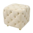 thumbnail image 2 of JERFIT Velvet Ottoman Footstool with Storage, Beige Cube Pouf, Upholstered Bench Seat, Small End Table for Living Room, Bedroom, Entryway, 2 of 9