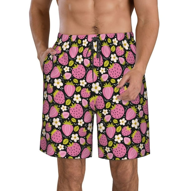 Fotbe Strawberry Trajes de Baño Estampados para Hombre, Shorts de Verano de Secado Rápido, Ropa de Playa, Bañadores-X-Large