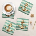 thumbnail image 6 of Coasters for Drinks Bar Beer,Set of 4 ,Square Wooden Housewarming Gift,Anchor On Striped In Light Blue, 6 of 6