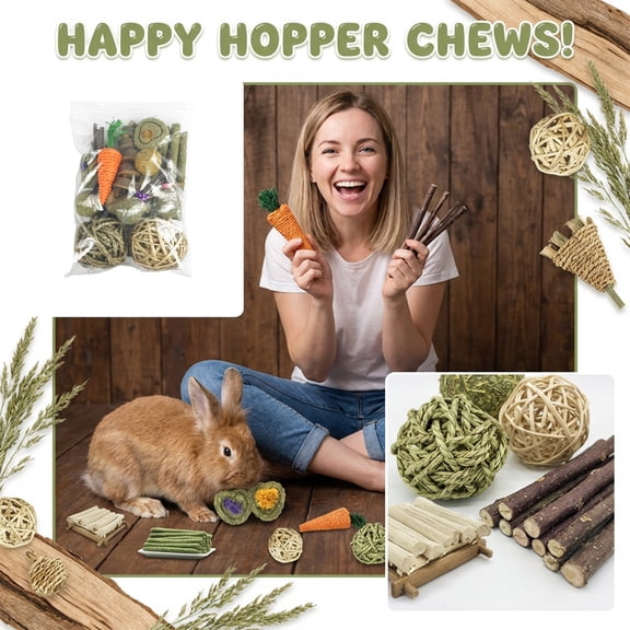 Guinea Pig toys Enrichment, Bunny Chew toys, Rabbit Supplies, Assorted Natural Textures, 11 Apple Sticks, 28 Piece Kit, interactive Pet toys, Small Animal Chewing (174 Chars)