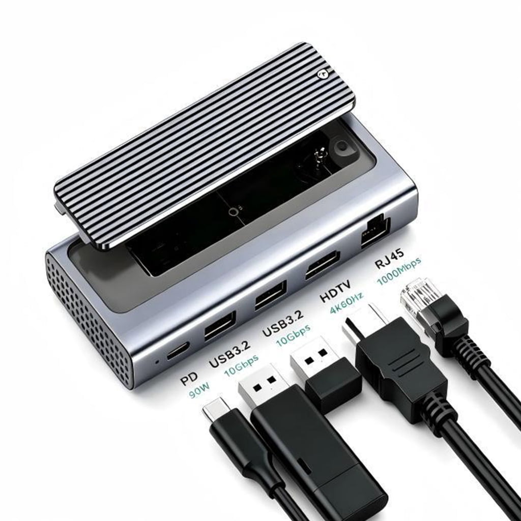 Miiottaa Fast Speed 6 In1 USB C Hubs With M.2 SSD Enclosure Support And 90W Power Delivery