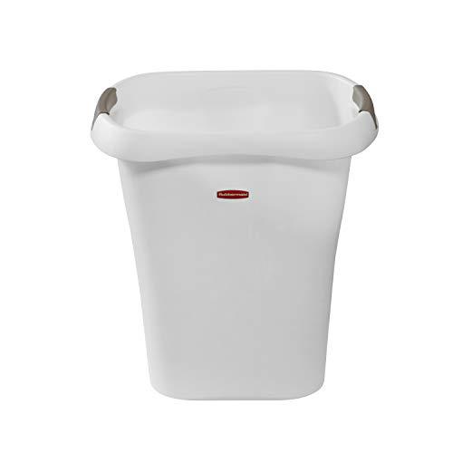 Rubbermaid Open Top Trash Can, 5.3-Gallon, White Plastic Wastebasket/Garbage Bin for Home/Kitchen/Bathroom/Garage
