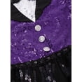 thumbnail image 6 of iEFiEL Kids Girls Allover Sequins Modern Jazz Dance Performance Costume Sleeveless Tassels Hip Hop Latin Dance Skirted Leotard Purple 6, 6 of 7