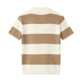 thumbnail image 4 of LWavelet Men's Short Sleeve Polo Shirt, Striped Ribbed Knit Collared Top for Casual & Retro Outfits Coffee L, 4 of 4