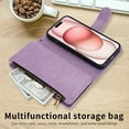 thumbnail image 7 of Allytechgroup Wallet Case for Apple iPhone 14, Multiple Cards Slots Zipper Pocket PU Leather with Stylish Pattern Hand Strap Flip Cover Phone Case for iPhone 14, Purple, 7 of 7