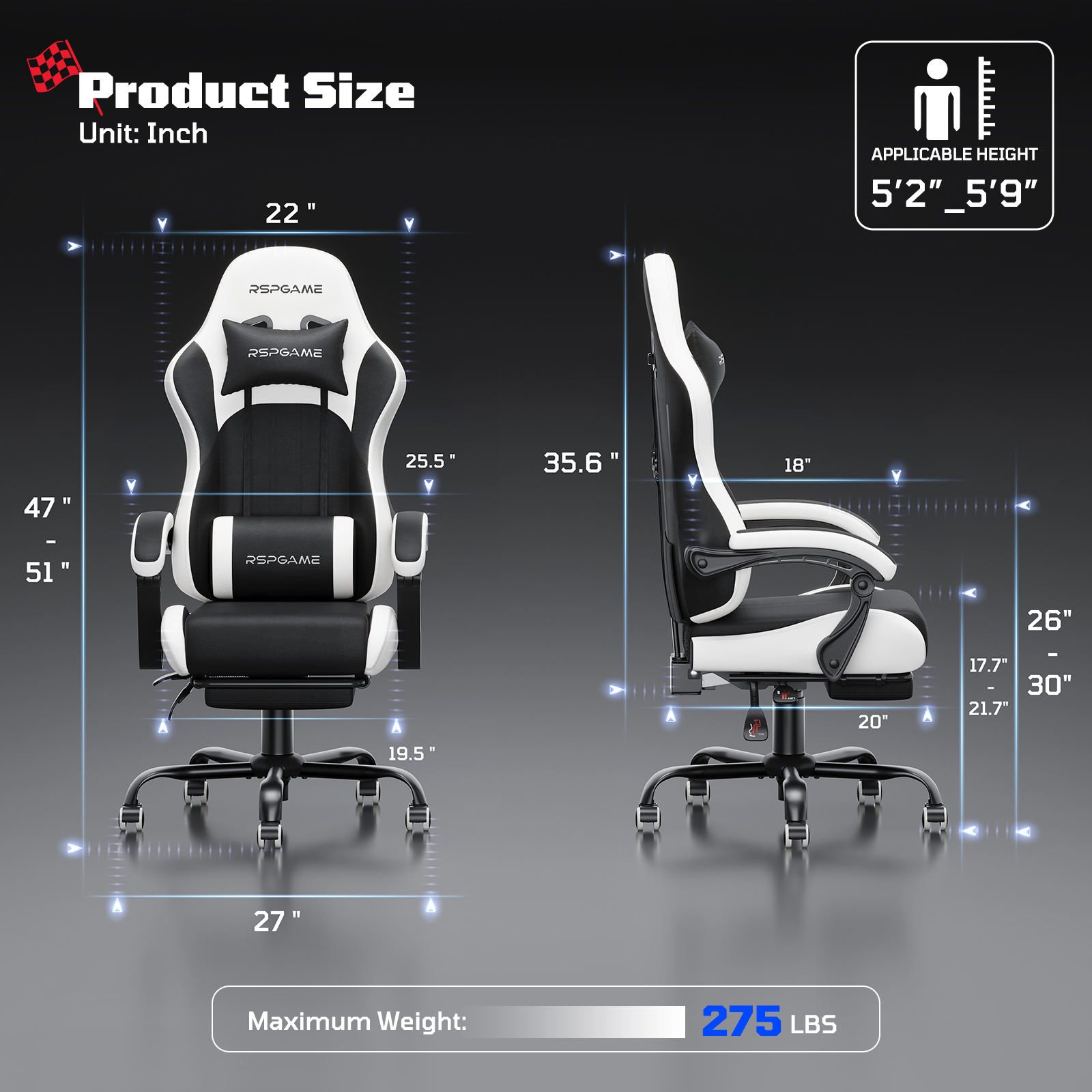 RSPGame Ergonomic Gaming Chair With Pocket Spring Cushion photo 4