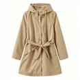 thumbnail image 6 of Ihhxva Windbreaker Jacket for Women Hooded Trench Coat with Pockets Adjustable Waist Women's Longline Lightweight Waterproof Casual Spring Outerwear S-3XL, 6 of 7
