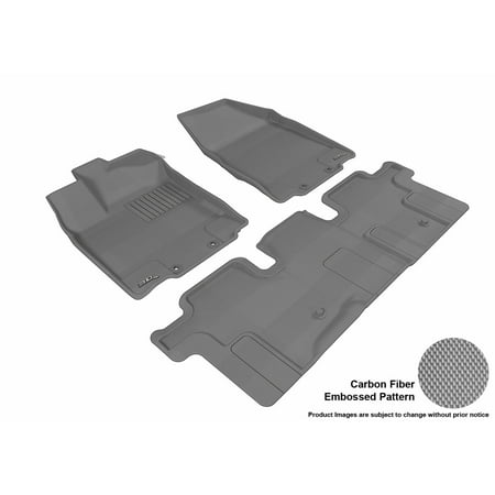 Nissan Pathfinder Cargo Area 3D MAXpider 2013-2017 Nissan Pathfinder Front & Second Row Set All Weather Floor Liners in Gray with Carbon Fiber Look ()