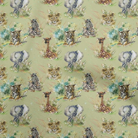 oneOone Cotton Poplin Twill Olive Green2 Fabric Animal Quilting Supplies Print Sewing Fabric By The Yard 56 Inch Wide