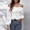 White, variant on kayannuo Womens Tops Long Sleeve Shirts Fall Fashion Women Lace Up Solid Back Elastic Lantern One-way Neck Long Sleeve Chiffon Shirt Tops White