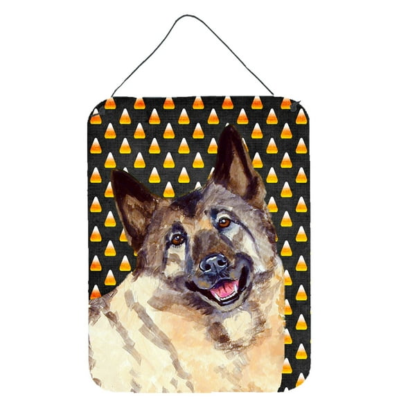 Norwegian Elkhound Candy Corn Halloween Portrait Wall or Door Hanging Prints