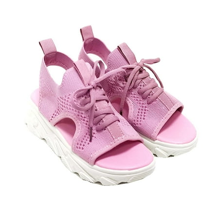

Fesfesfes Flats Women Muffin Sandals Causal Summer Open Toe Platform Sandals Shoes Breathable Muffin Sandals With Contrast Inserts And Lace-Up Cutouts For Women 7(39)