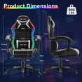 thumbnail image 3 of JONPONY Gaming Chair,Racing Style RGB LED Lights,Ergonomic Video Game Chair with Footrest and Lumbar Support ,High Back Reclining Computer Chair for Adults (Black/White)), 3 of 9
