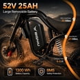 thumbnail image 3 of BIGNIU BG-S PRO Electric Bike for Adults, 52V 25Ah Removable Battery, 750W Rear Hub Motor, Class 2 E-Bike, 20 MPH, Front & Rear Suspension, UL 2849, 3 of 7