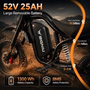 BIGNIU BG-S PRO Electric Bike for Adults, 52V 25Ah Removable Battery, 750W Rear Hub Motor, Class 2 E-Bike, 20 MPH, Front & Rear Suspension, UL 2849