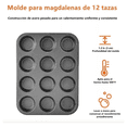 thumbnail image 4 of 3 Moldes Charola 12 Cupcakes Acero Anti-adherente Repostería, 4 of 6