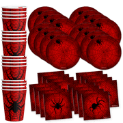 Spiderweb Superhero Birthday Party Supplies Set Plates Napkins Cups Tableware Kit for 16