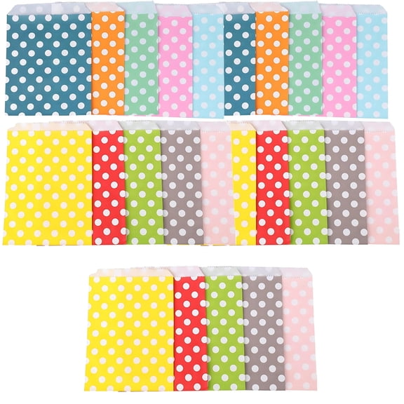 25 Pcs Self-Sealing Colorful Polka Dot Envelope Gift Bags, Paper Bags for Party Favors, 3.1 in x 5.9 in, Perfect for Birthday Party, Decorative DIY Packaging