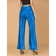 thumbnail image 5 of INSPIRE CHIC Pantalón palazzo acampanado con pierna ancha y cintura alta con brillo brillante metálico fiesta para mujer Azul XL, 5 of 6
